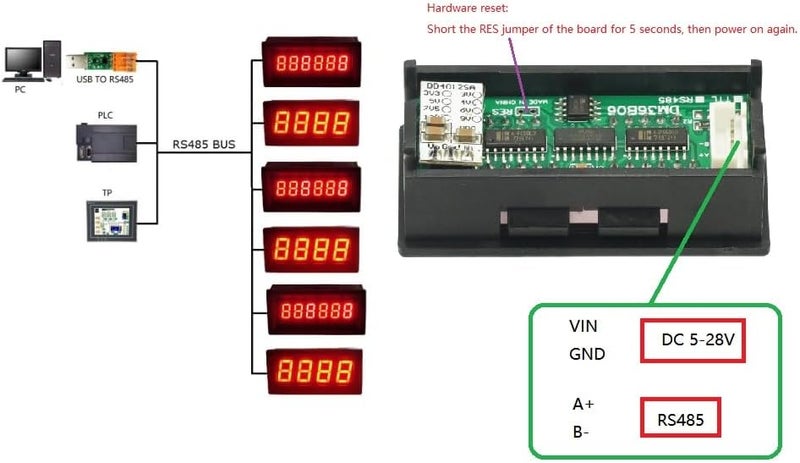 GODIYMODULES 0.36 inch 6 Bit Numbers English Characters LED Digital Display Module Panel for RS485 ModBus RTU for PLC DC 5V 12V 24V - Image 2